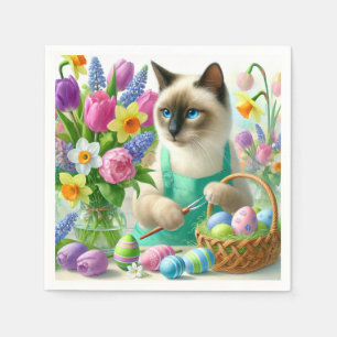 Easter cat with eggs napkins