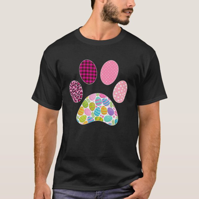 Easter Cats Dogs Lover Leopard Cat Dog Paw Easter T-Shirt (Front)