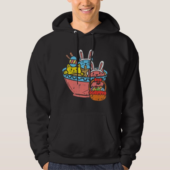 Easter Cats Ramen Bunny Ears Egg Kawaii Japanese N Hoodie (Front)