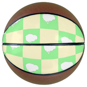 Easter Checkerboard Pattern with White Chick Motif Basketball