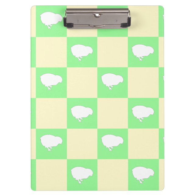 Easter Checkerboard Pattern with White Chick Motif Clipboard (Front)