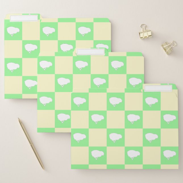 Easter Checkerboard Pattern with White Chick Motif File Folder (Set)