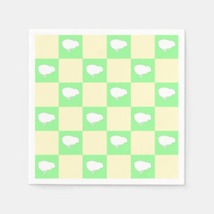 Easter Checkerboard Pattern with White Chick Motif Napkins