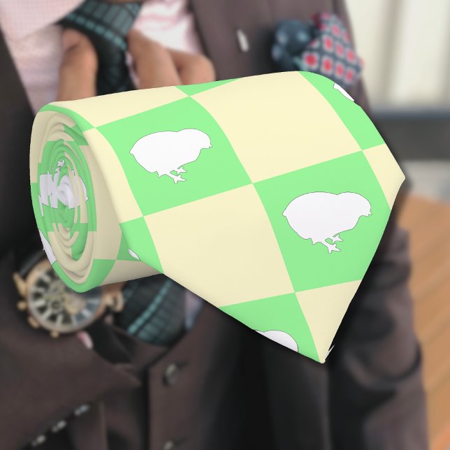 Easter Checkerboard Pattern with White Chick Motif Neck Tie (Creator Uploaded)