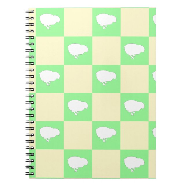 Easter Checkerboard Pattern with White Chick Motif Notebook (Front)