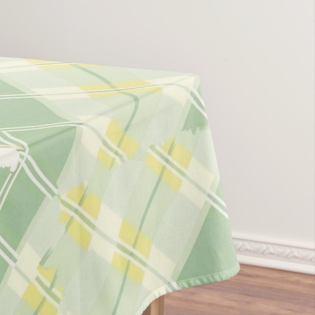 Easter Checkered Yellow Green Tartan Plaid Pattern Tablecloth (In Situ)