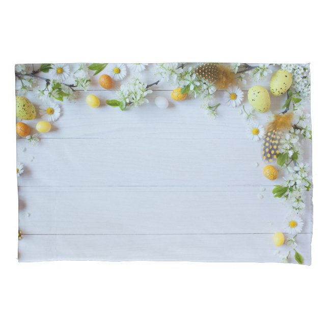 Easter Cherry Plum: Yellow Eggs. Pillow Case (Front)