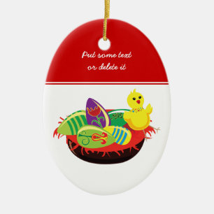 Easter chick and eggs custom ornament