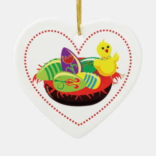 Easter chick and eggs custom ornament
