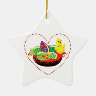 Easter chick and eggs custom ornament
