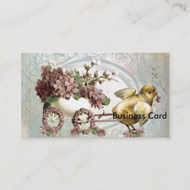 Easter Chick Cart of Lilacs Business Card (Front)