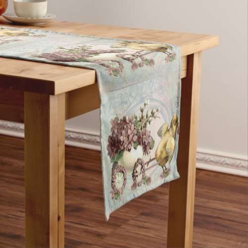 Easter Chick Cart of Lilacs Short Table Runner