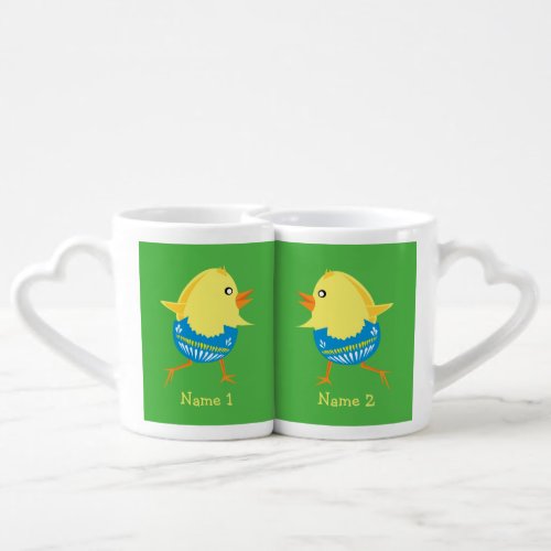 Easter Chick custom couples mugs