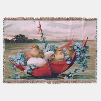 Easter Chick Egg Forget-Me-Not Umbrella Throw Blanket