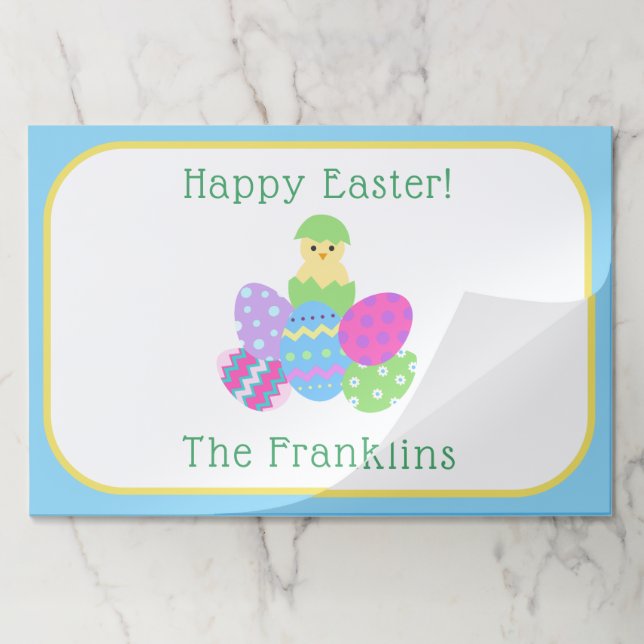 EASTER Chick Eggs and Bright Blue Paper Mats (Folded)