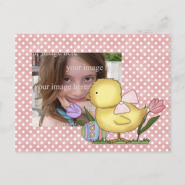 Easter Chick Frame - Customzied Holiday Postcard (Front)