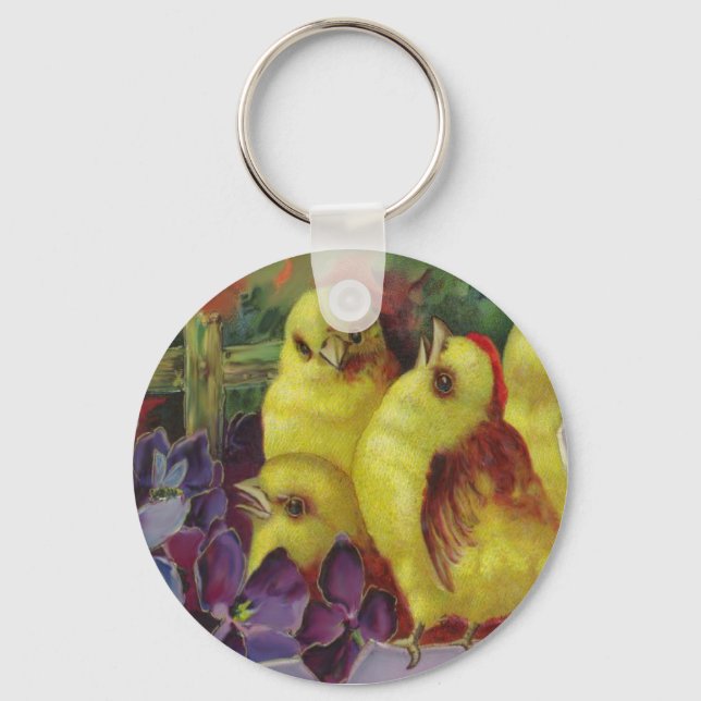 Easter Chick Greetings Keychain (Front)