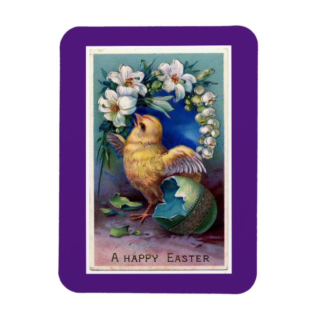 Easter Chick Hatched From Colored Egg Magnet (Vertical)