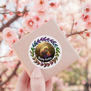 Easter Chick In An Egg Basket Classic Round Sticker