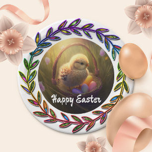 Easter Chick In An Egg Basket Paper Plates