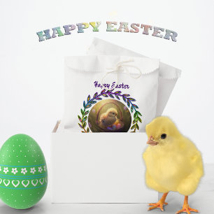 Easter Chick In An Egg Basket Personalized Favor Bag
