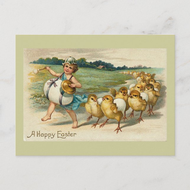 Easter Chick Parade Vintage Holiday Postcard (Front)
