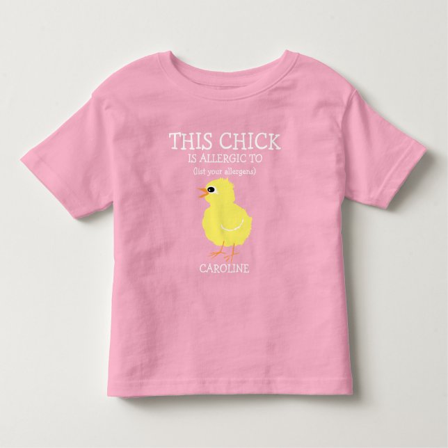 Easter Chick Personalized Allergy Alert Toddler T-shirt (Front)