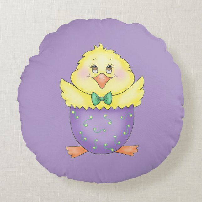 Easter Chick Round Pillow (Front)