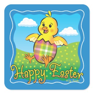 Easter Chick Square Stickers