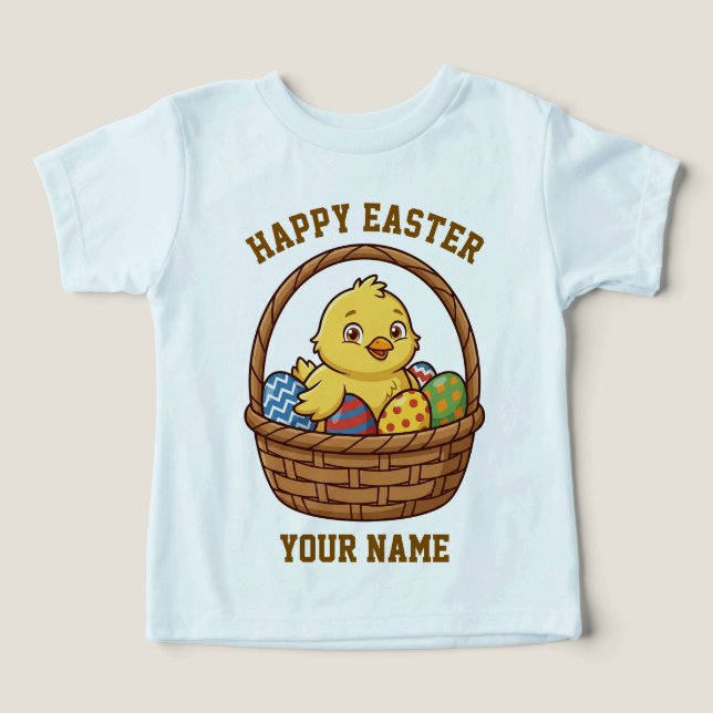 Easter Chick Toddler T-Shirt | Personalized Name (Design Front)