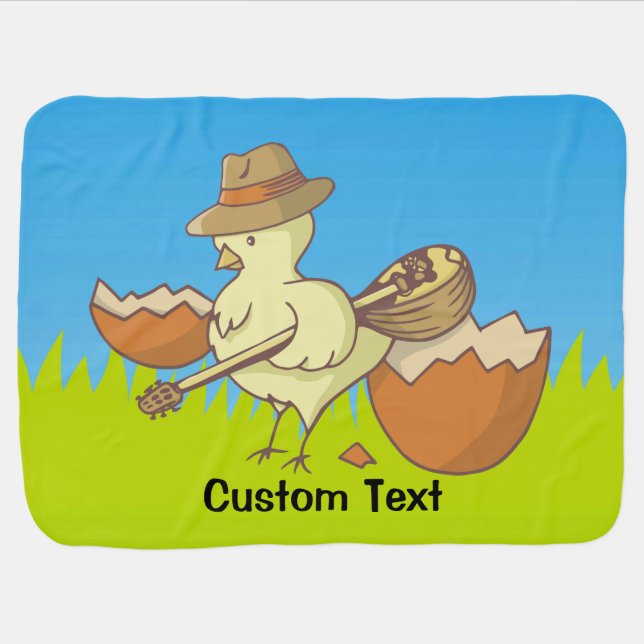 Easter Chick with Bouzouki Baby Blanket (Horizontal)