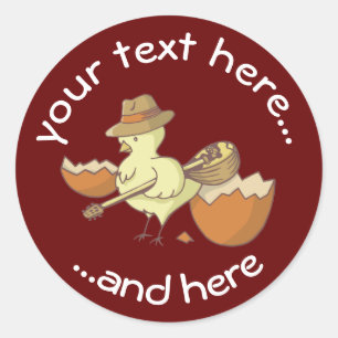 Easter Chick with Bouzouki Classic Round Sticker
