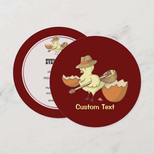 Easter Chick with Bouzouki Invitation (Front/Back)