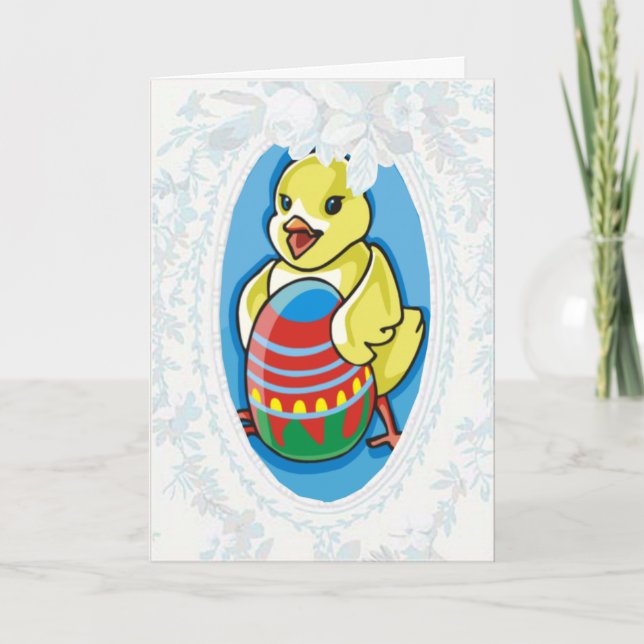 Easter Chick With Egg Card (Front)