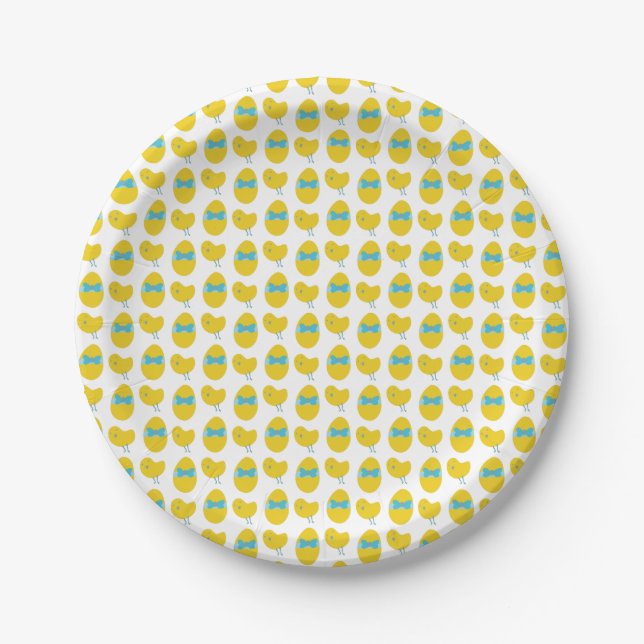 Easter Chicken and Egg Pattern Paper Plates (Front)