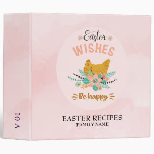 Easter Chicken and flowers bouquet 3 Ring Binder