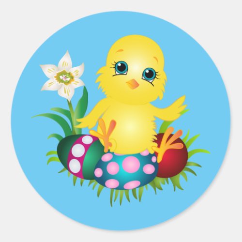 Easter Chicken Background Classic Round Sticker