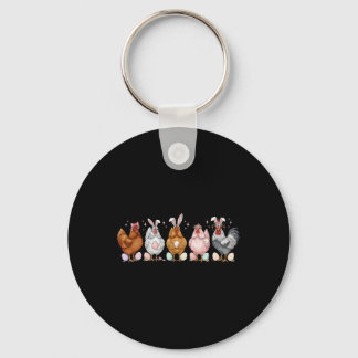 Easter Chicken Bunnies Ears Rooster Poultry Farmer Keychain