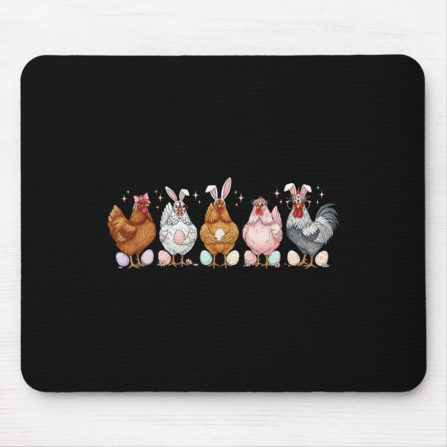 Easter Chicken Bunnies Ears Rooster Poultry Farmer Mouse Pad (Front)