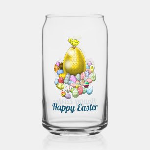 Easter Chicken & Eggs Can Glass