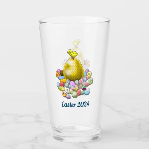 Easter Chicken  Eggs Glass