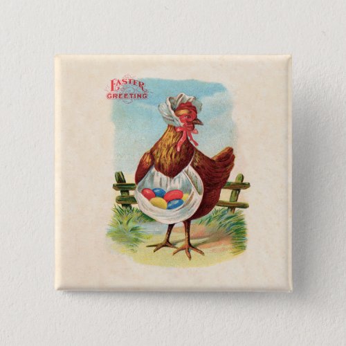 Easter Chicken Farm Cute Antique Eggs Button