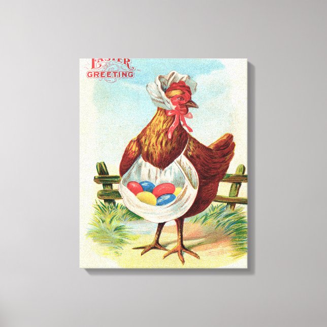 Easter Chicken Farm Cute Antique Eggs Canvas Print (Front)