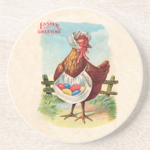 Easter Chicken Farm Cute Antique Eggs Coaster