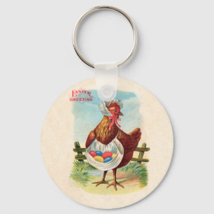 Easter Chicken Farm Cute Antique Eggs Keychain