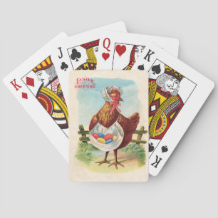 Easter Chicken Farm Cute Antique Eggs Poker Cards