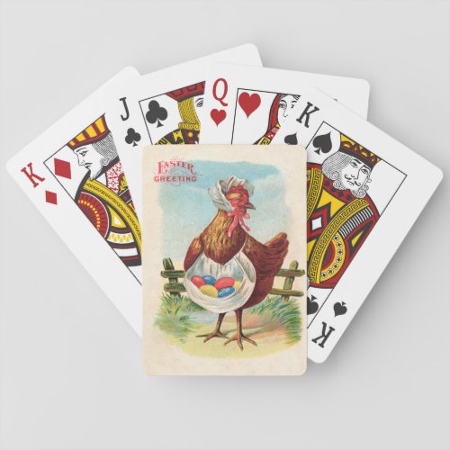 Easter Chicken Farm Cute Antique Eggs Poker Cards