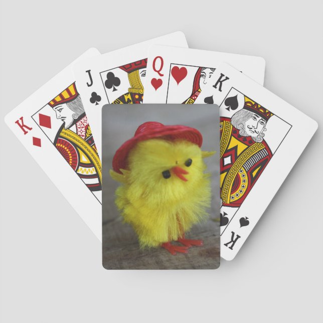 Easter Chicken In Red Hat Playing Cards Gift Idea (Back)