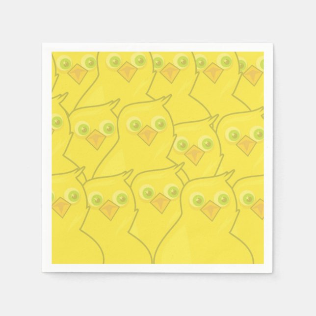 Easter Chickens Bright Yellow Cartoon Pattern Napkins (Front)