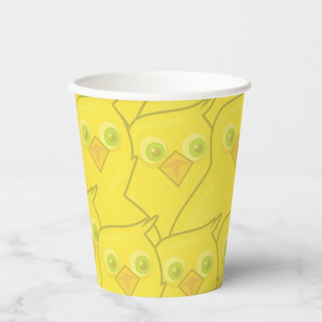 Easter Chickens Bright Yellow Cartoon Pattern Paper Cups (Front)